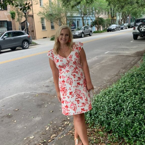 Banana Republic Front Button Short Sleeve Midi Dress Floral Women’s Size 8 - Picture 2 of 10